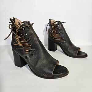 Baske California Brown Leather Fury Open Toe Booties